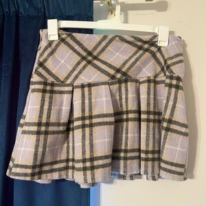 Francesca's Collections Plaid Mini Skirt - Lavender, Tan, and Black